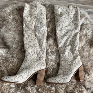 Knee-high snake skin boots! Super comfy!